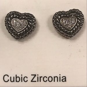Cubic Zirconia Heart Earrings
